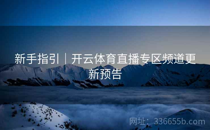 新手指引｜开云体育直播专区频道更新预告