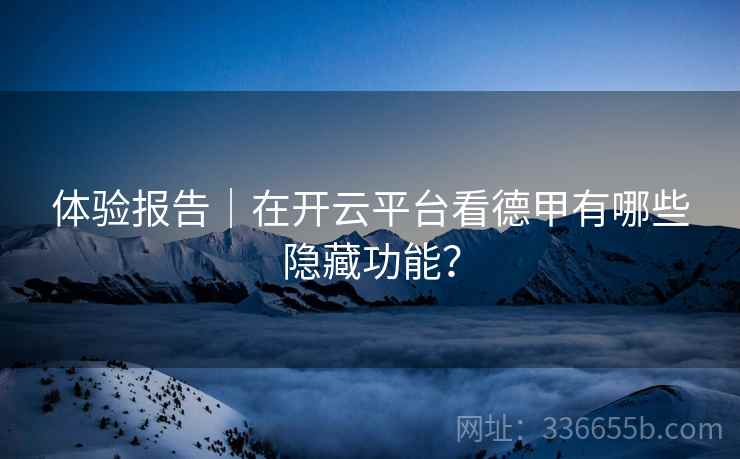 体验报告｜在开云平台看德甲有哪些隐藏功能？
